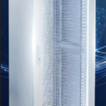 27U Secure Server Cabinet, mesh door. white and light