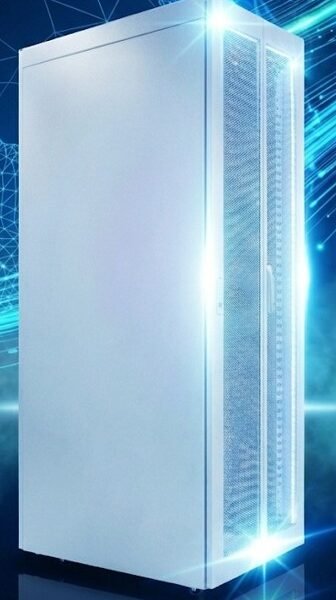 42U Secure Server Cabinet, mesh door, with Cable Management. white and light