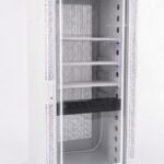 27U Secure Network Cabinet Glass Door. White and Light